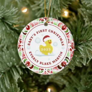 Rubber Duck Baby's Eerste Kerstmis Keramisch Ornament