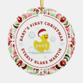 Rubber Duck Baby's Eerste Kerstmis Keramisch Ornament (Voorkant)