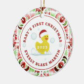 Rubber Duck Baby's Eerste Kerstmis Keramisch Ornament (Links)