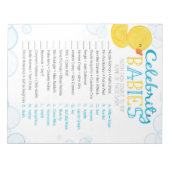 Rubber Duck Beroemdheid Baby's Douche Spel Pack Notitieblok (Voorkant)