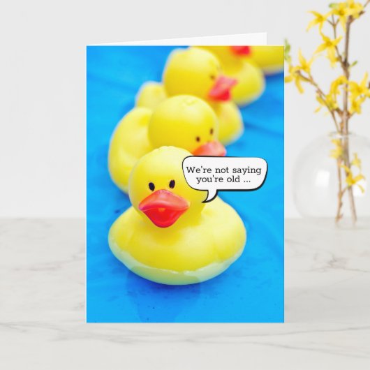 Rubber Duck Birthday Humor Kaart (Gele Bloem)