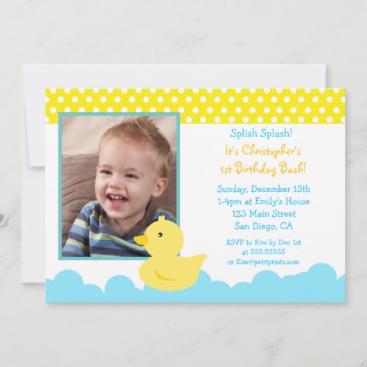 Rubber Duck Birthday Invitations Kaart (Voorkant)