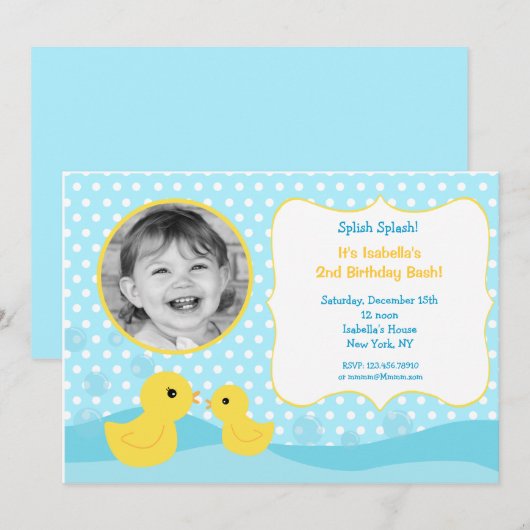 Rubber Duck Birthday Invitations Kaart (Voorkant / Achterkant)