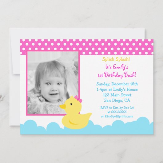 Rubber Duck Birthday Invitations Kaart (Voorkant)