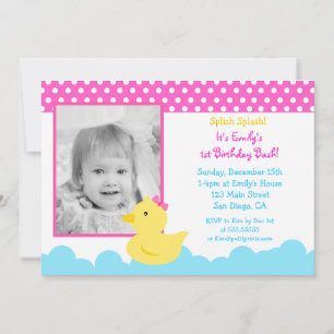 Rubber Duck Birthday Invitations Kaart
