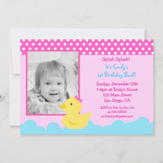 Rubber Duck Birthday Invitations Kaart (Voorkant)
