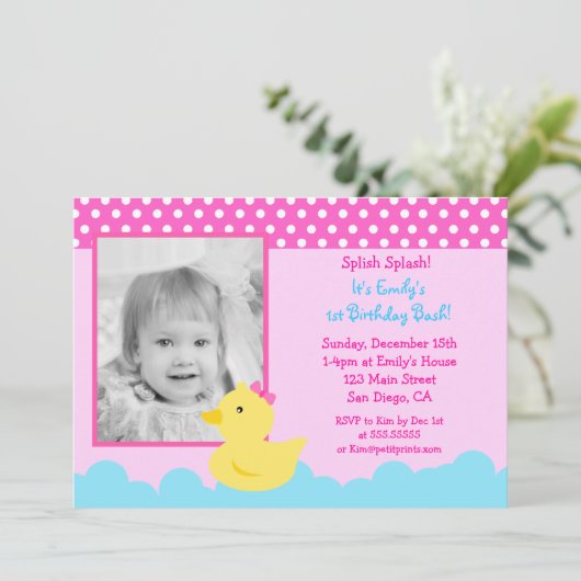 Rubber Duck Birthday Invitations Kaart (Staand voorkant)