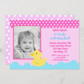 Rubber Duck Birthday Invitations Kaart (Voorkant / Achterkant)