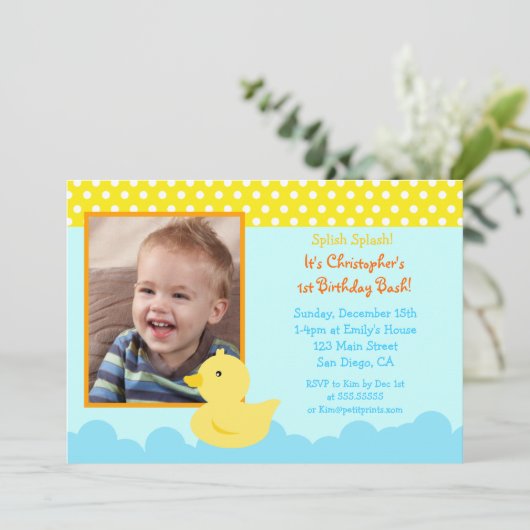 Rubber Duck Birthday Invitations Kaart (Staand voorkant)