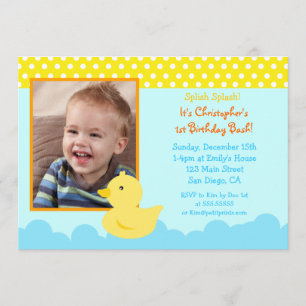 Rubber Duck Birthday Invitations Kaart