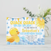 Rubber Duck Birthday Party Invitation Invite Kaart (Staand voorkant)