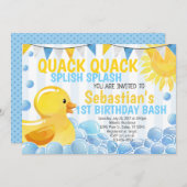 Rubber Duck Birthday Party Invitation Invite Kaart (Voorkant / Achterkant)