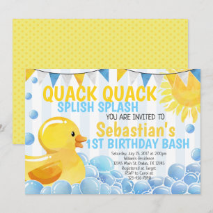 Rubber Duck Birthday Party Invitation Invite Kaart