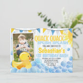 Rubber Duck Birthday Party Invitation Invite Kaart (Staand voorkant)