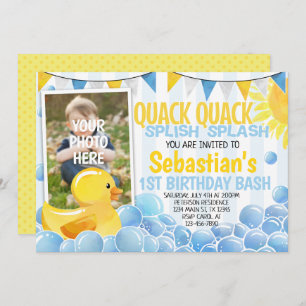 Rubber Duck Birthday Party Invitation Invite Kaart