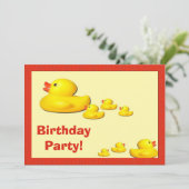 Rubber Duck Birthday Party Invitation Kaart (Staand voorkant)