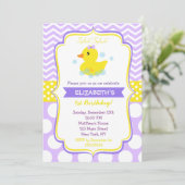 Rubber Duck Birthday Party Invitations girl Kaart (Staand voorkant)
