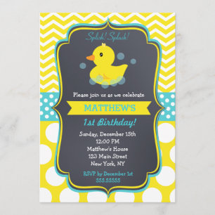 Rubber Duck Birthday Party Invitations Kaart