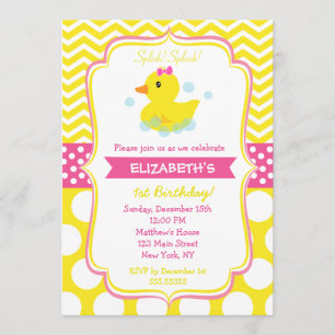 Rubber Duck Birthday Party Invitations Kaart