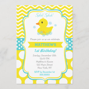 Rubber Duck Birthday Party Invitations Kaart