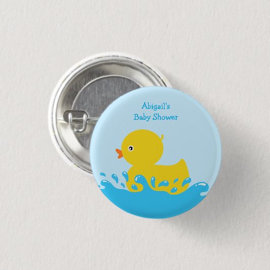 Rubber Duck Blue Baby Shower Ronde Button 3,2 Cm (Voorkant /achterkant)