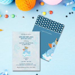 Rubber Duck (Blue) Birthday Party Invitation Kaart