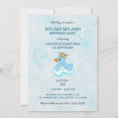 Rubber Duck (Blue) Birthday Party Invitation Kaart (Voorkant)