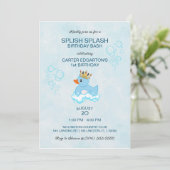 Rubber Duck (Blue) Birthday Party Invitation Kaart (Staand voorkant)