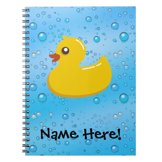 Rubber Duck Blue Bubbles Aangepaste Kinderen Notitieboek (Voorkant)