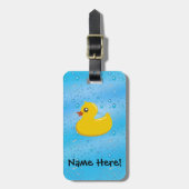 Rubber Duck Blue Bubbles Personalized Kids Bagagelabel (Voorkant verticaal)