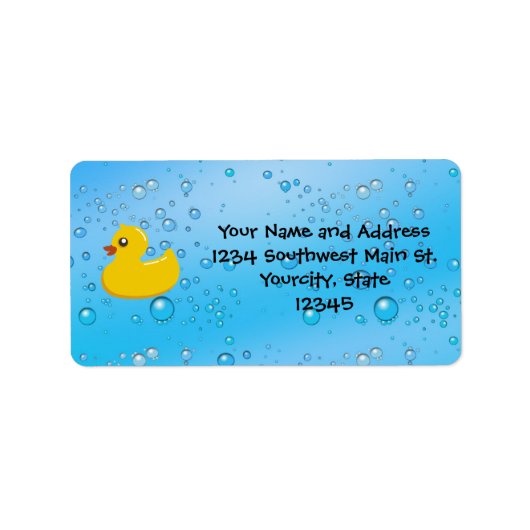 Rubber Duck Blue Bubbles Personalized Kids Etiket (Voorkant)