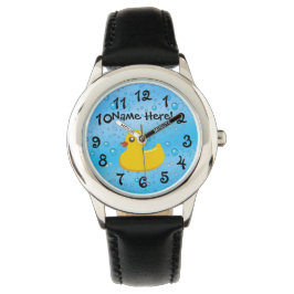 Rubber Duck Blue Bubbles Personalized Kids Horloge