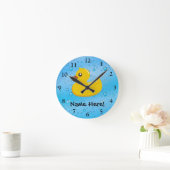 Rubber Duck Blue Bubbles Personalized Kids Ronde Klok (Huis)