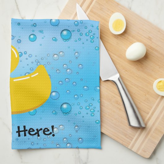Rubber Duck Blue Bubbles Personalized Kids Theedoek (Quarter Fold)