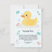 Rubber Duck Blue Hearts Baby shower Bedankkaart (Voorkant)