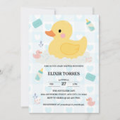Rubber Duck Blue Hearts Baby shower Kaart (Voorkant)