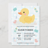 Rubber Duck Blue Hearts Baby shower Kaart (Voorkant)