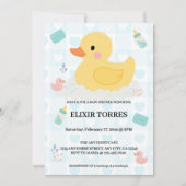 Rubber Duck Blue Hearts Baby shower Kaart (Voorkant)