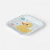Rubber Duck Blue Hearts Baby shower Papieren Bordje (Gebogen)