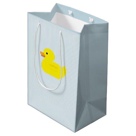 Rubber Duck Blue Stripe Medium Cadeauzakje (Achterkant Gekanteld)