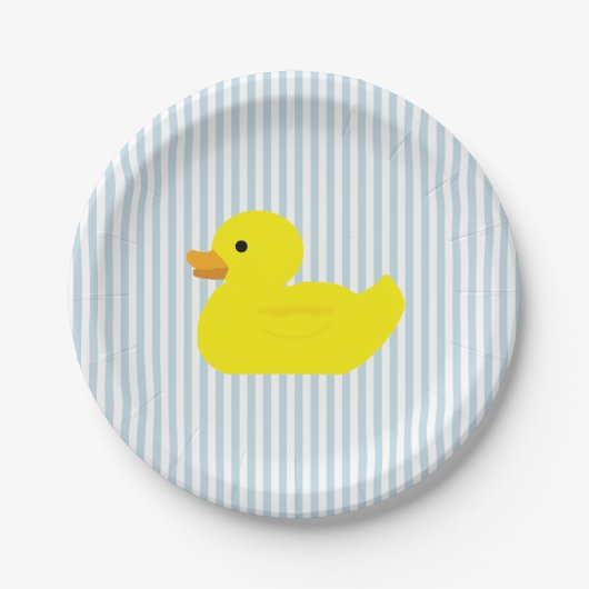Rubber Duck Blue Stripe Papieren Bordje (Voorkant)