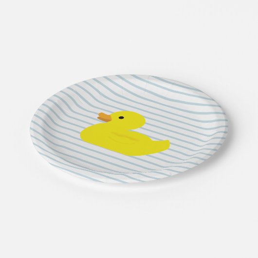 Rubber Duck Blue Stripe Papieren Bordje (Gekanteld)