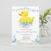  RUBBER DUCK BOY Eerste Verjaardag Kaart (Staand voorkant)