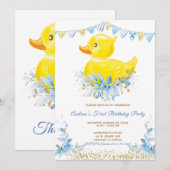  RUBBER DUCK BOY Eerste Verjaardag Kaart (Voorkant / Achterkant)