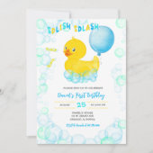 RUBBER DUCK Boy First Birthday Invitation Kaart (Voorkant)