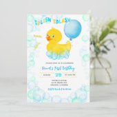 RUBBER DUCK Boy First Birthday Invitation Kaart (Staand voorkant)
