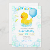 RUBBER DUCK Boy First Birthday Invitation Kaart (Voorkant / Achterkant)