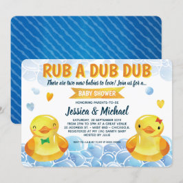 Rubber Duck Boy-Girl Twins Baby shower Kaart