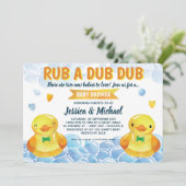 Rubber Duck Boys Twins Baby shower Kaart (Staand voorkant)