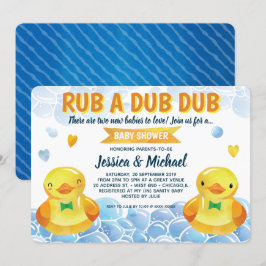 Rubber Duck Boys Twins Baby shower Kaart